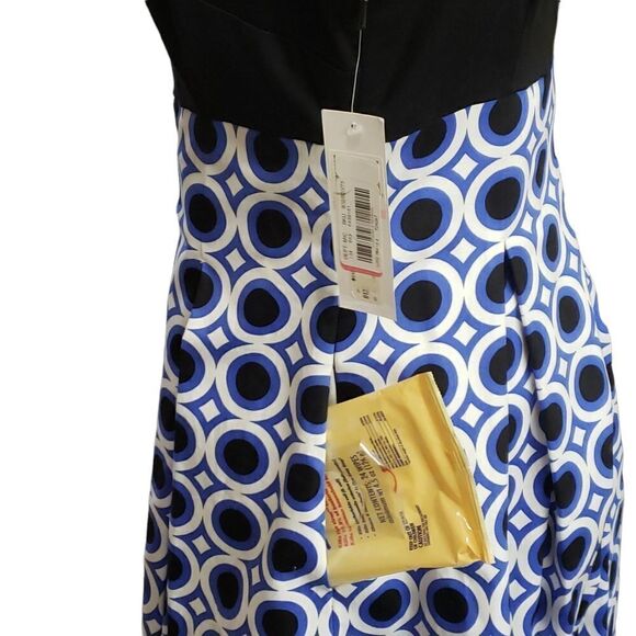 Maggy London Black & Geo Print Fit & Flare Dress Sz 10 NWT - Picture 7 of 16